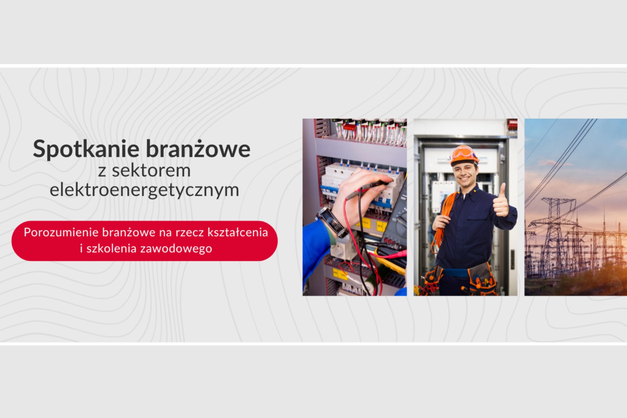 spotkanie branzowe, elektroenergetyka - plakat z elektrykiem w kasku